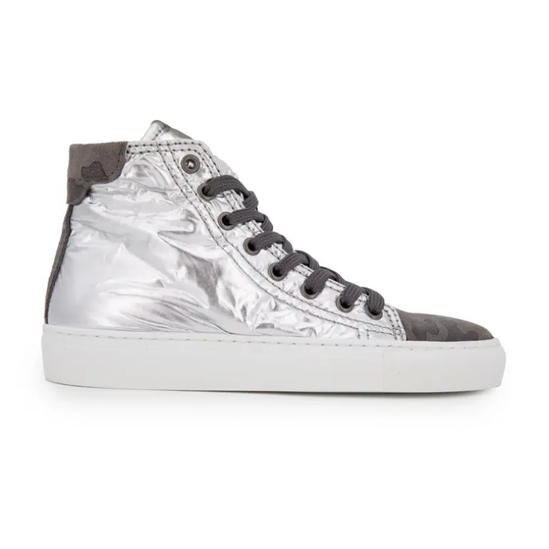 Baskets montantes argentée et camouflage Femme URBAN