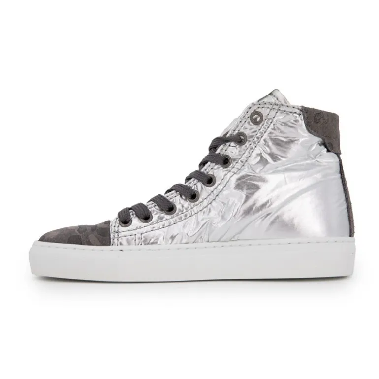 Baskets montantes argentée et camouflage Femme URBAN