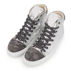 Baskets montantes argentée et camouflage Femme URBAN