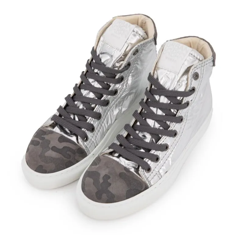 Baskets montantes argentée et camouflage Femme URBAN
