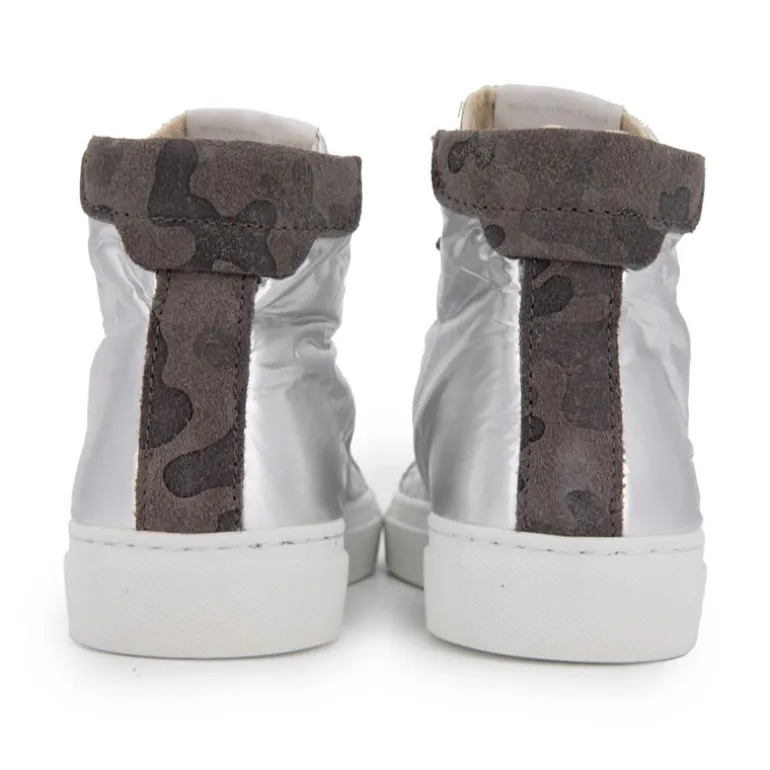 Baskets montantes argentée et camouflage Femme URBAN