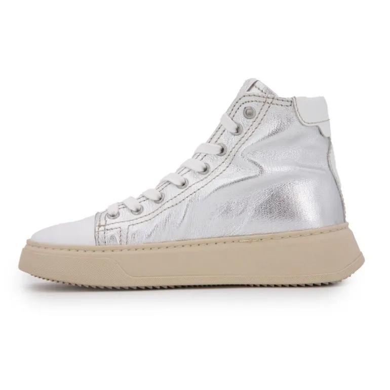 Baskets montantes argentée semelle épaisse Femme URBAN