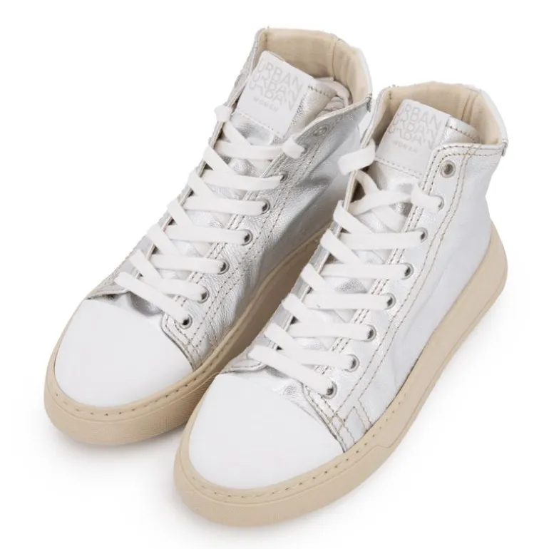 Baskets montantes argentée semelle épaisse Femme URBAN