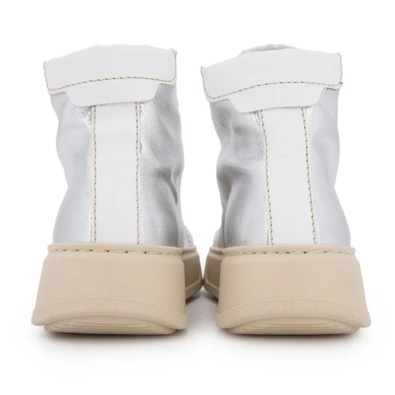 Baskets montantes argentée semelle épaisse Femme URBAN