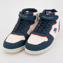 Baskets montantes avec lacets new york cheval brodé coloré Enfant AMERICAN COLLEGE