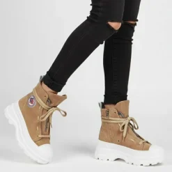 Baskets montantes cuir semelle épaisse blanc Femme ICECOOL SAINT TROPEZ