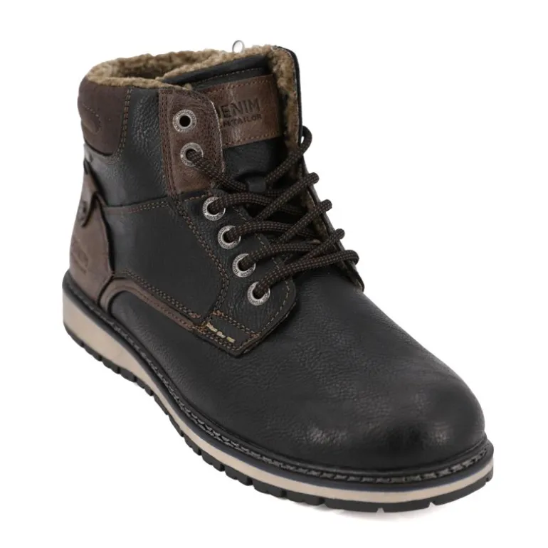 Baskets montantes effet vieux cuir doublées de fourrure Homme TOM TAILOR