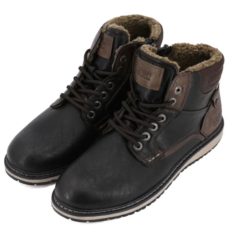 Baskets montantes effet vieux cuir doublées de fourrure Homme TOM TAILOR