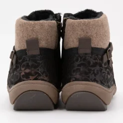 Baskets montantes moutonnée black à motifs sangles marrons Femme ROMIKA