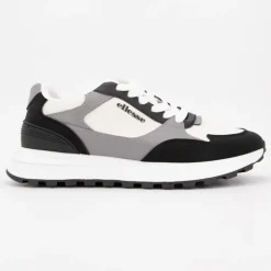 Baskets noires semelle blanche à lacets blancs Femme ELLESSE