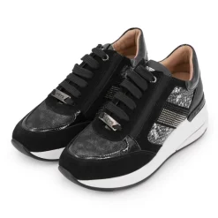 Baskets premium compensées motif croco avec bande de strass Femme KEYS