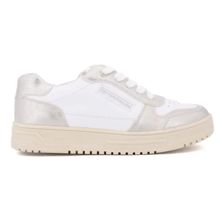 Baskets silver à lacets semelle crème Femme TOM TAILOR
