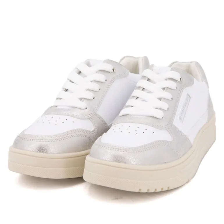 Baskets silver à lacets semelle crème Femme TOM TAILOR