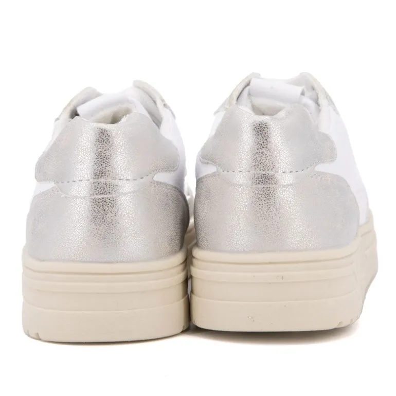 Baskets silver à lacets semelle crème Femme TOM TAILOR