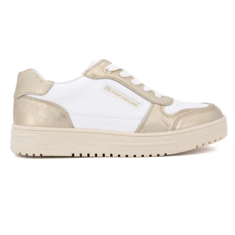 Baskets silver à lacets semelle crème Femme TOM TAILOR