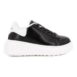 Baskets similicuir grande semelle avec lacets noir Enfant US POLO