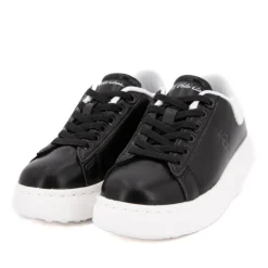 Baskets similicuir grande semelle avec lacets noir Enfant US POLO