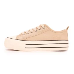 Baskets toile beige semelle à rayures Femme TOM TAILOR