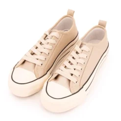 Baskets toile beige semelle à rayures Femme TOM TAILOR