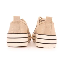 Baskets toile beige semelle à rayures Femme TOM TAILOR