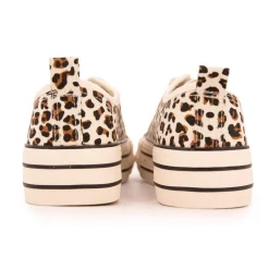 Baskets toile imprimé léopard semelle rayée Femme TOM TAILOR