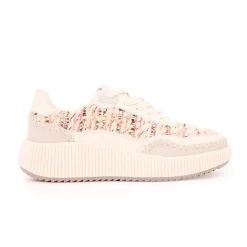 Baskets tweed crème à lacets Femme TOM TAILOR