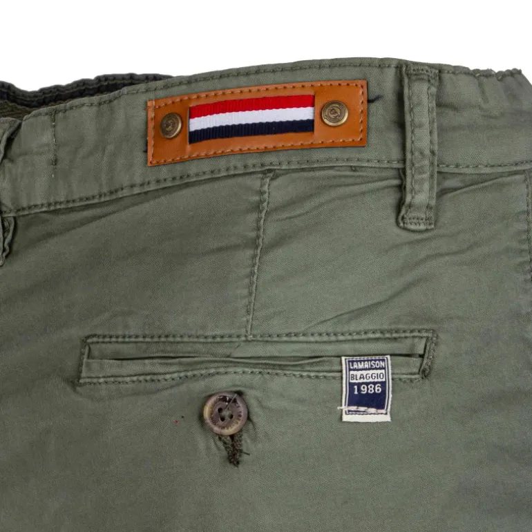 Bermuda chino venili coton stretch popeline revers gansé bouton Homme BLAGGIO