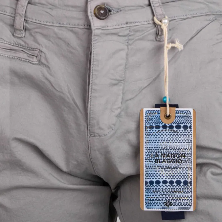 Bermuda chino venili coton stretch popeline revers gansé bouton Homme BLAGGIO