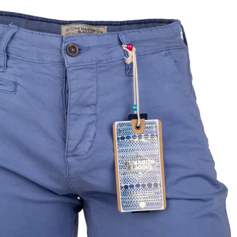 Bermuda chino venili coton stretch popeline revers gansé bouton Homme BLAGGIO