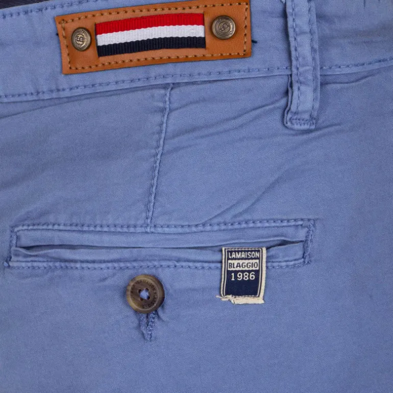 Bermuda chino venili coton stretch popeline revers gansé bouton Homme BLAGGIO