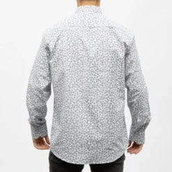 Bill00 chemise coton poly blanc motif fleurs bleues Homme BILL TORNADE