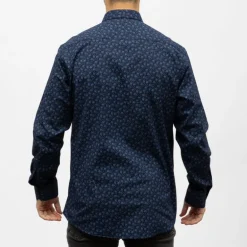 Bill00 chemise coton poly bleu marine - jacquard Homme BILL TORNADE