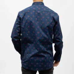 Bill00 chemise coton poly bleu marine triangle rouge Homme BILL TORNADE