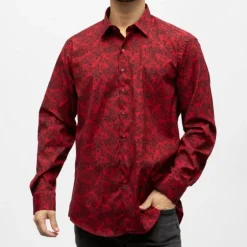 Bill00 chemise coton poly rouge profond - grunge Homme BILL TORNADE