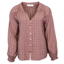 Blouse à carreaux rose marjani col V Femme LA PETITE ETOILE