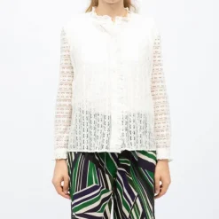 Blouse blanc écru dentelle betsy col montant Femme LA PETITE ETOILE