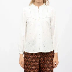 Blouse broderie anglaise blanc blum col à volants Femme LA PETITE ETOILE