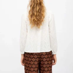 Blouse broderie anglaise blanc blum col à volants Femme LA PETITE ETOILE