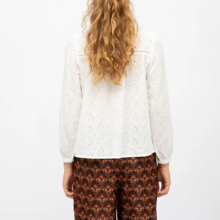 Blouse broderie anglaise blanc blum col à volants Femme LA PETITE ETOILE