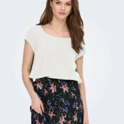Blouse col rond asymétrique avec bouton Femme ONLY