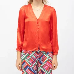 Blouse col v effet satin bianca légère Femme LA PETITE ETOILE