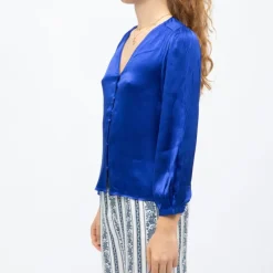 Blouse col v effet satin bianca légère Femme LA PETITE ETOILE