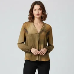 Blouse col v imprimé manches longues Femme PLEASE