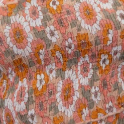 Blouse crop épaules dénudées blossom fleurs orange Femme ANTIK BATIK