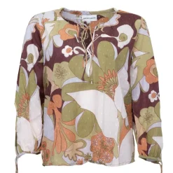 Blouse en coton à fleurs bahia manches longues à nouer Femme ANTIK BATIK