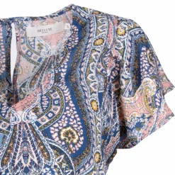 Blouse manches à volants motif cachemire col v Femme DEELUXE 74