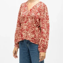 Blouse rouge col V motif cachemire berenice Femme LA PETITE ETOILE