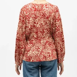 Blouse rouge col V motif cachemire berenice Femme LA PETITE ETOILE