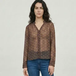Blouse transparente col v imprimé graphique bohemian Femme LES TROPEZIENNES PAR M.BELARBI