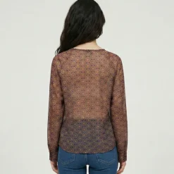 Blouse transparente col v imprimé graphique bohemian Femme LES TROPEZIENNES PAR M.BELARBI